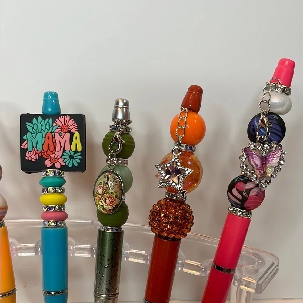 Beaded Decorative Office Pens Set with Character Charms